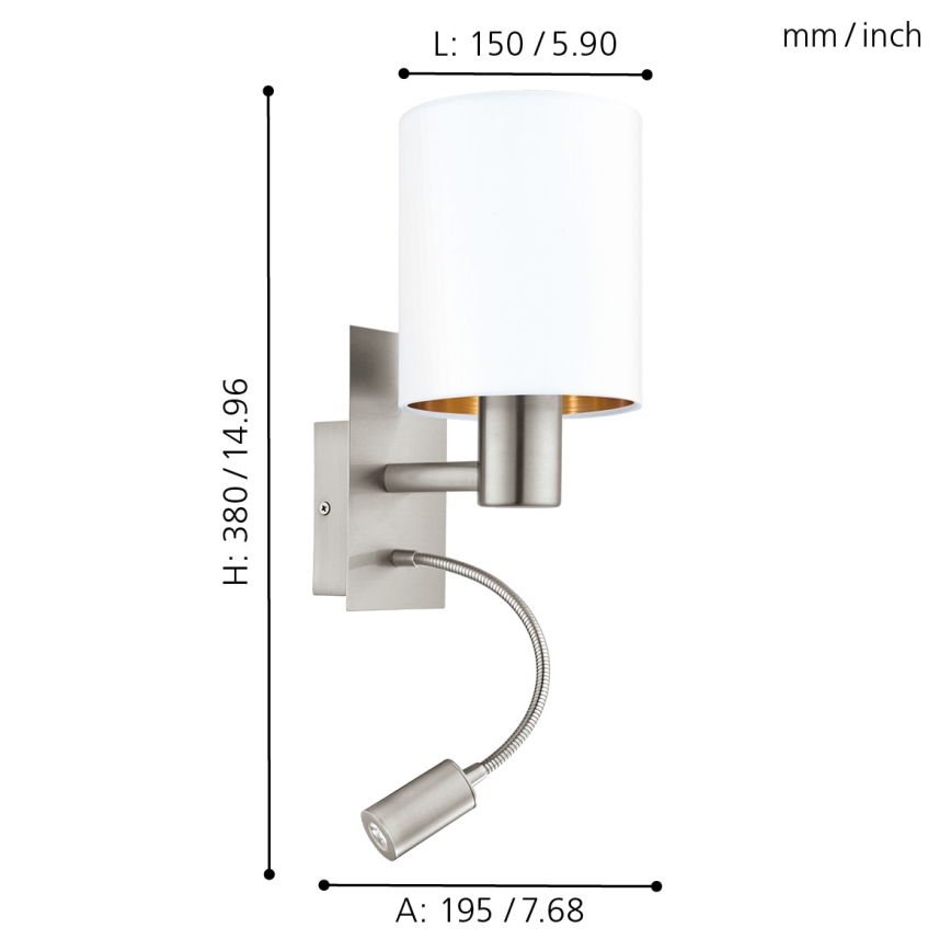 Eglo - Luminaire LED flexible 1xE27/40W/230V + LED/3,8W blanc