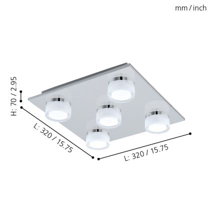 Eglo - LED Dimbare badkamer plafondverlichting 5xLED/7,2W/ IP44