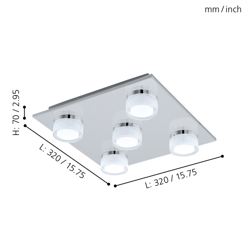 Eglo - Plafonnier à intensité variable salle de bain 5xLED/7,2W/ IP44