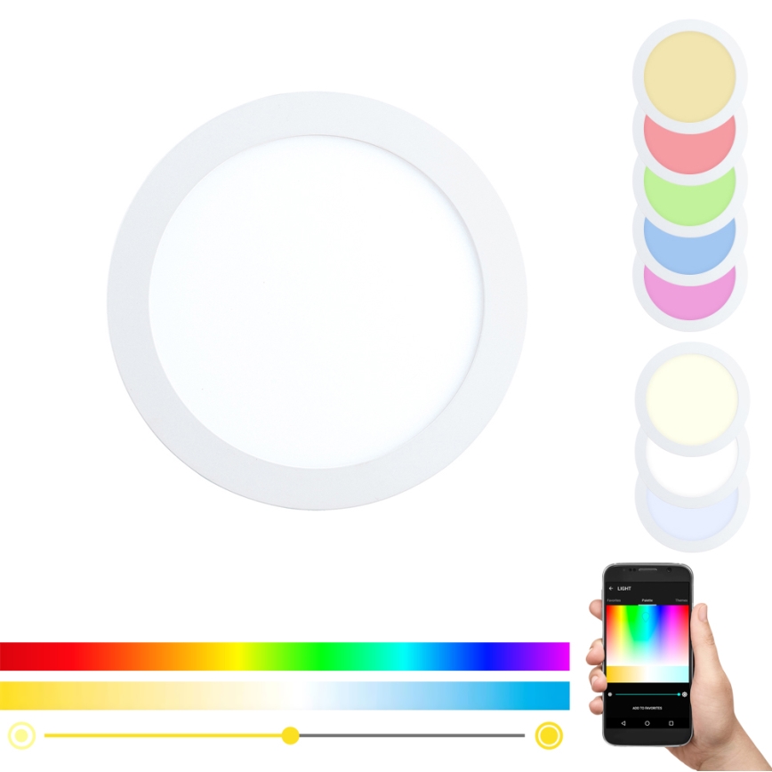 Eglo - LED RGBW dimbare inbouwspot FUEVA-C LED/15,6W/230V Ø 22,5 cm