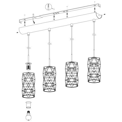 Eglo - Hanglamp 4xE27/60W/230V