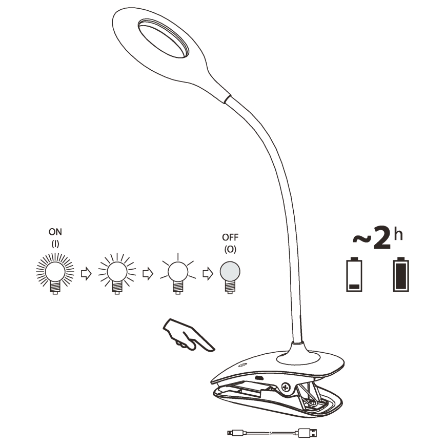 Eglo - Dimbare LED-lamp met clip LED/3W/5V 500 mAh wit