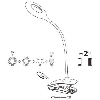 Eglo - Lampe à pince à intensité variable 1xLED/3W/230V 500 mAh blanc