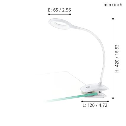 Eglo - Lampe LED dimmable à pince LED/3W/5V 500 mAh blanche