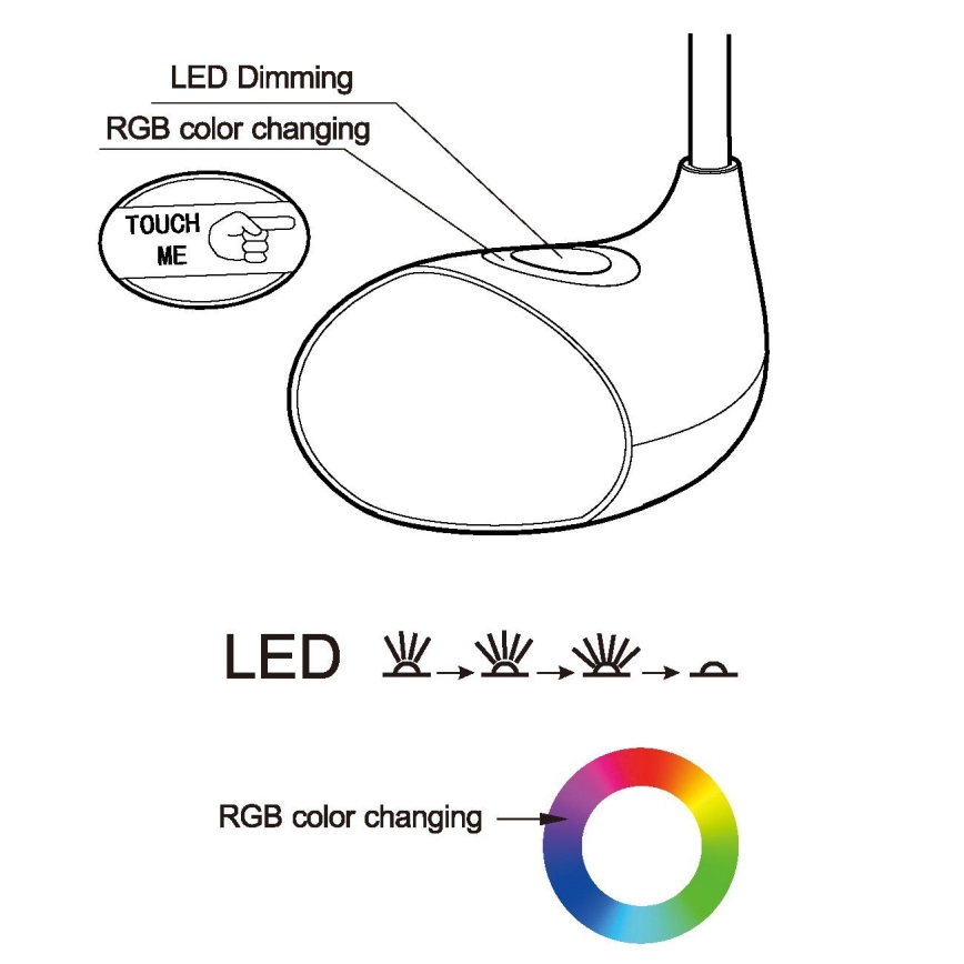 Eglo - Dimbare LED-tafellamp LED/2,2W+0,3W/230V RGB