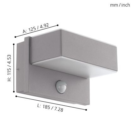 Eglo - LED Wandlamp voor buiten met sensor 2xLED/5,6W/230V IP44