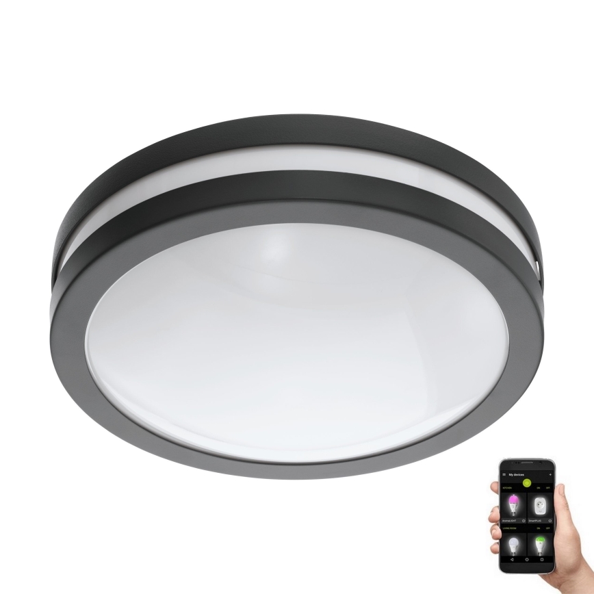 Eglo - LED Dimbare badkamer plafondverlichting LOCANA-C LED/14W/230V Bluetooth IP44 antraciet