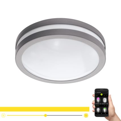 Eglo - LED Dimbare badkamer plafondverlichting LOCANA-C LED/14W/230V Bluetooth IP44 antraciet