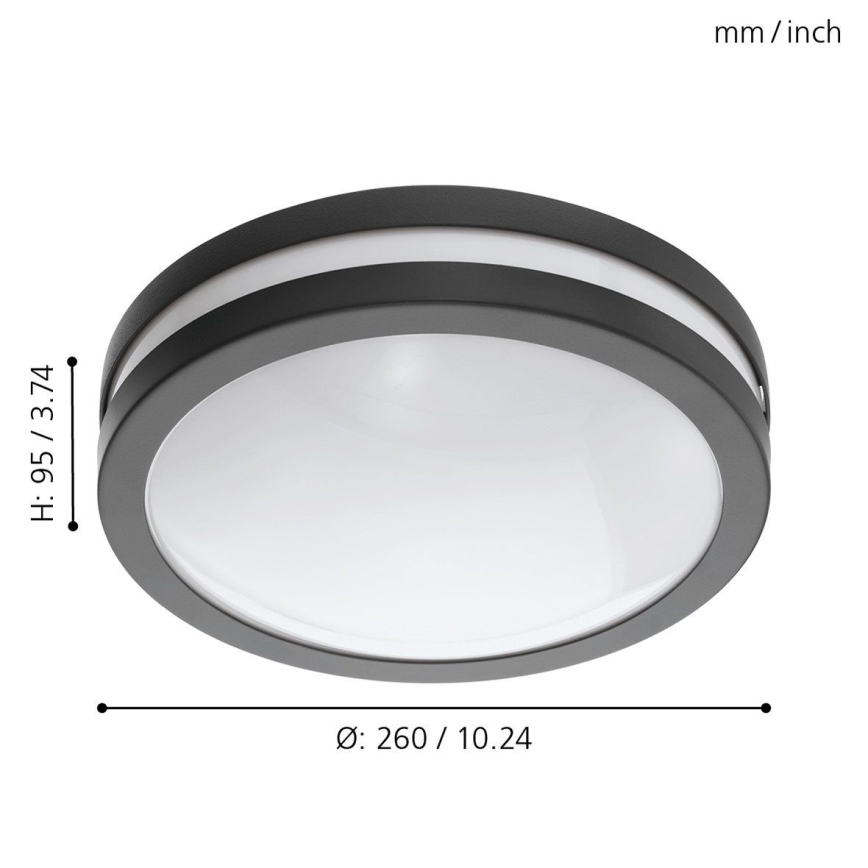 Eglo - LED Dimbare badkamer plafondverlichting LOCANA-C LED/14W/230V Bluetooth IP44 antraciet