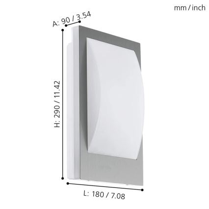 Eglo - Applique murale LED extérieure à intensité variable 1xE27/9W/230V IP44 chrome mat