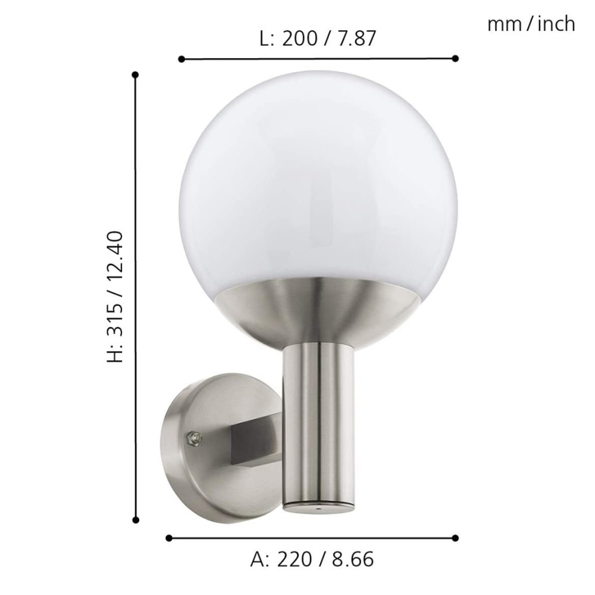 Eglo 97247 - Applique murale extérieure LED dimmable NISIA-C 1xE27/9W/230V IP44