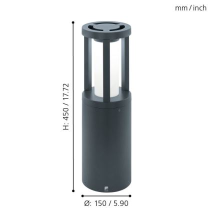 Eglo 97252 - GISOLA buitenlamp LED/12W/230V IP44 450 mm