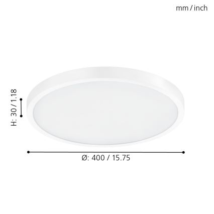 Eglo - LED-plafondlamp 1xLED/25W/230V, wit, rond, 2500 lm, Ø 40 cm