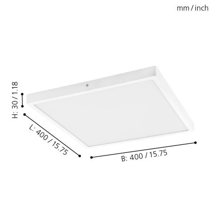 Eglo - LED Plafondverlichting 1xLED/25W/230V wit hoekig 4000K