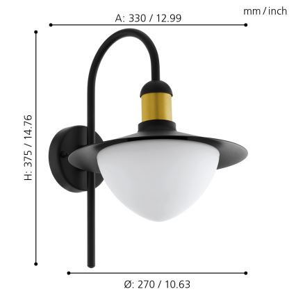 Eglo - Buiten wandlamp 1xE27/60W/230V IP44