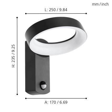 Eglo - LED Wandlamp voor buiten met sensor LED/11W/230V IP44