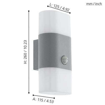 Eglo 97313 - Applique murale extérieure avec détecteur FAVRIA 1 2xLED/5,5W/230V IP44