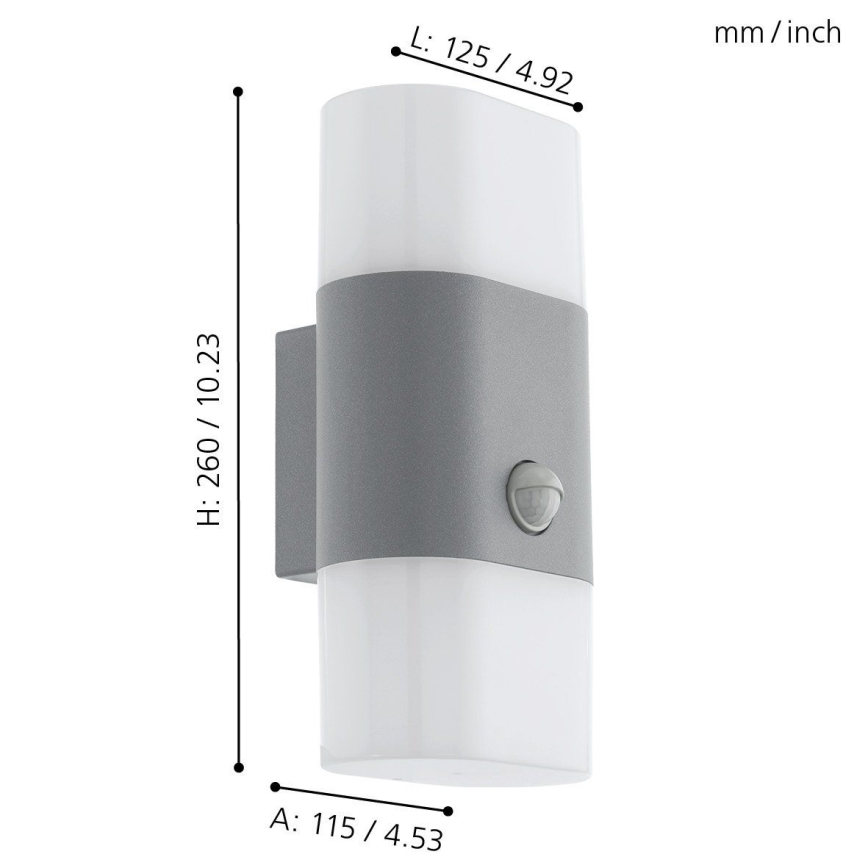Eglo 97313 - Applique murale extérieure avec détecteur FAVRIA 1 2xLED/5,5W/230V IP44