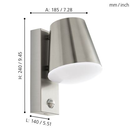 Eglo 97453 - Buitenwandlamp met sensor CALDIERO 1xE27/10W/230V IP44