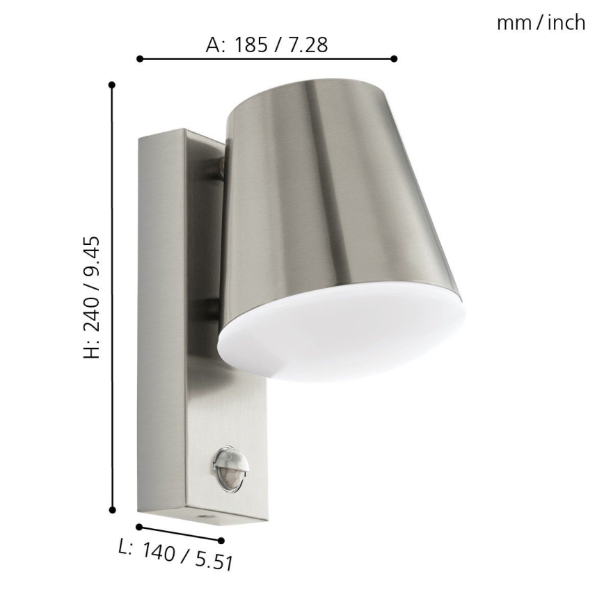 Eglo 97453 - Buitenwandlamp met sensor CALDIERO 1xE27/10W/230V IP44