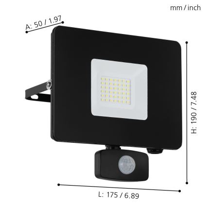 Eglo - Projecteur LED avec détecteur LED/30W/230V IP44