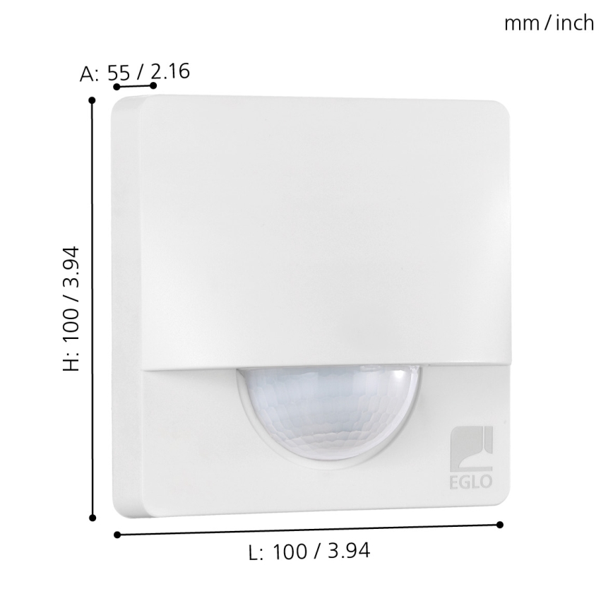 Eglo - Buiten bewegings- en schemersensor 1m wit IP44
