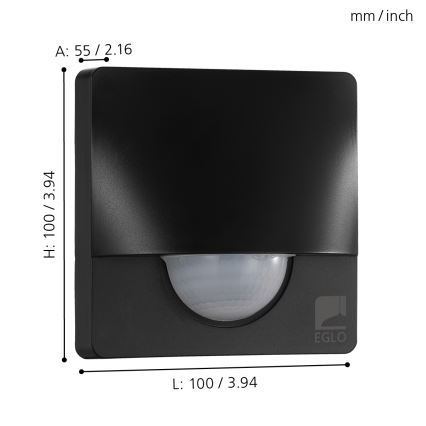 Eglo - Buitenbewegingsmelder 12 m zwart IP44