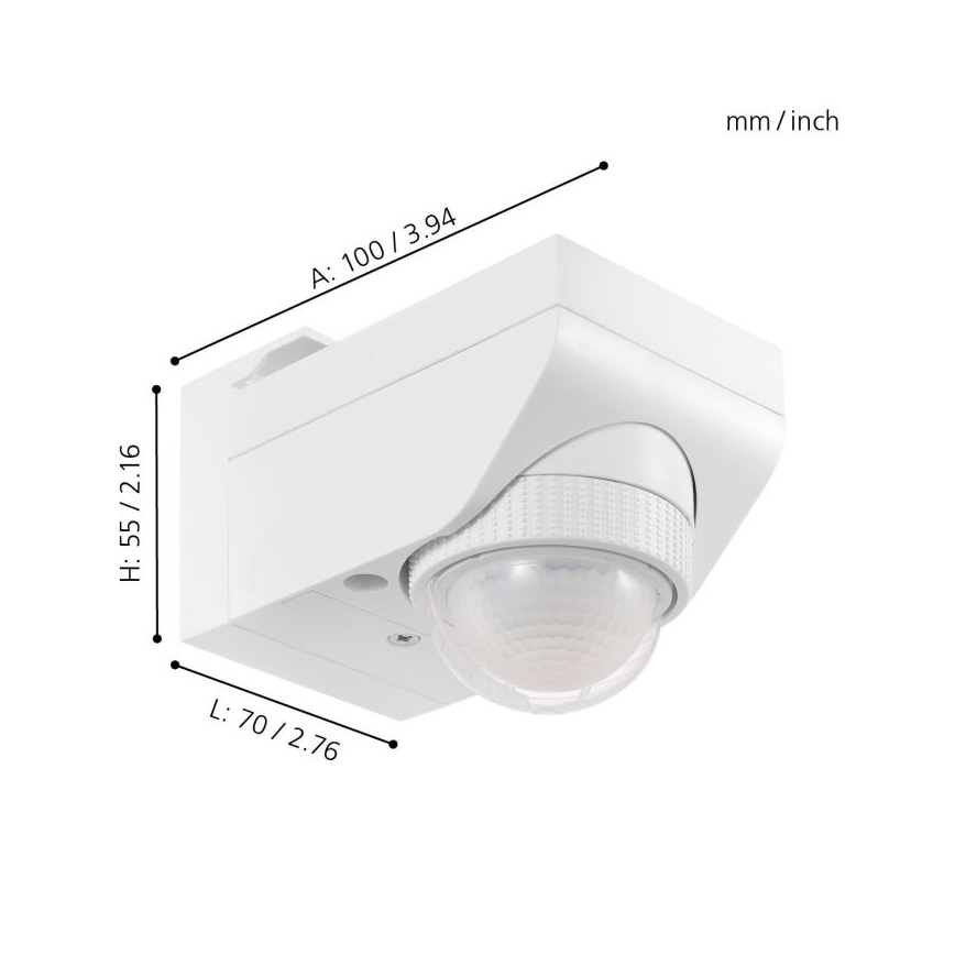 Eglo 97466 - Détecteur de mouvement extérieur DETECT ME 4, portée 12 m, blanc, IP44