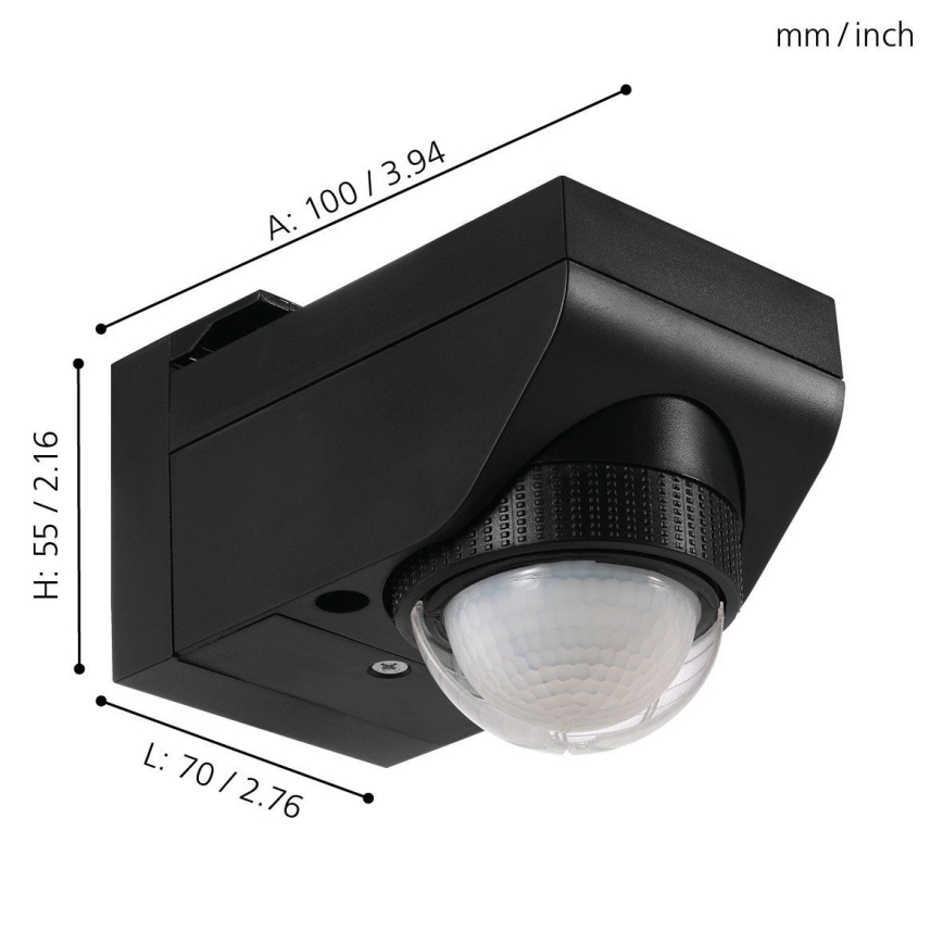 Eglo 97467 - Détecteur extérieur combiné de mouvement et crépusculaire DETECT ME 4 12 m noir IP44
