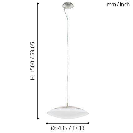 Eglo 97812 - RGB LED-dimbare hanglamp met kabel FRATTINA-C LED/27W/230V