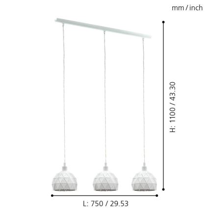 Eglo - Lustre avec fil 3xE14/40W/230V