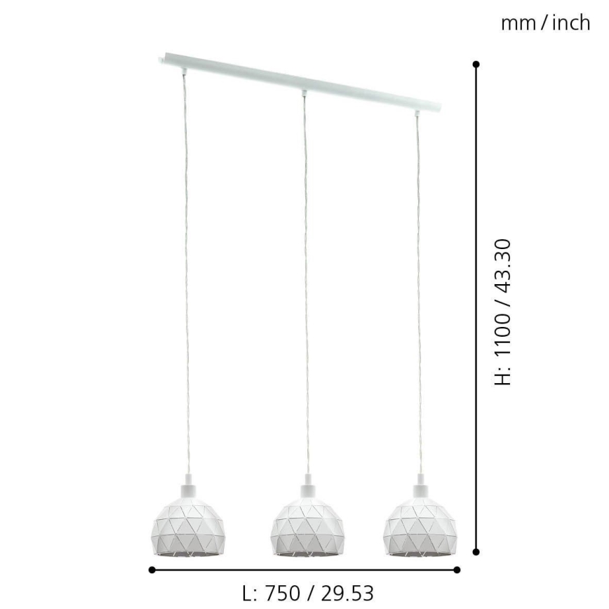 Eglo - Lustre avec fil 3xE14/40W/230V