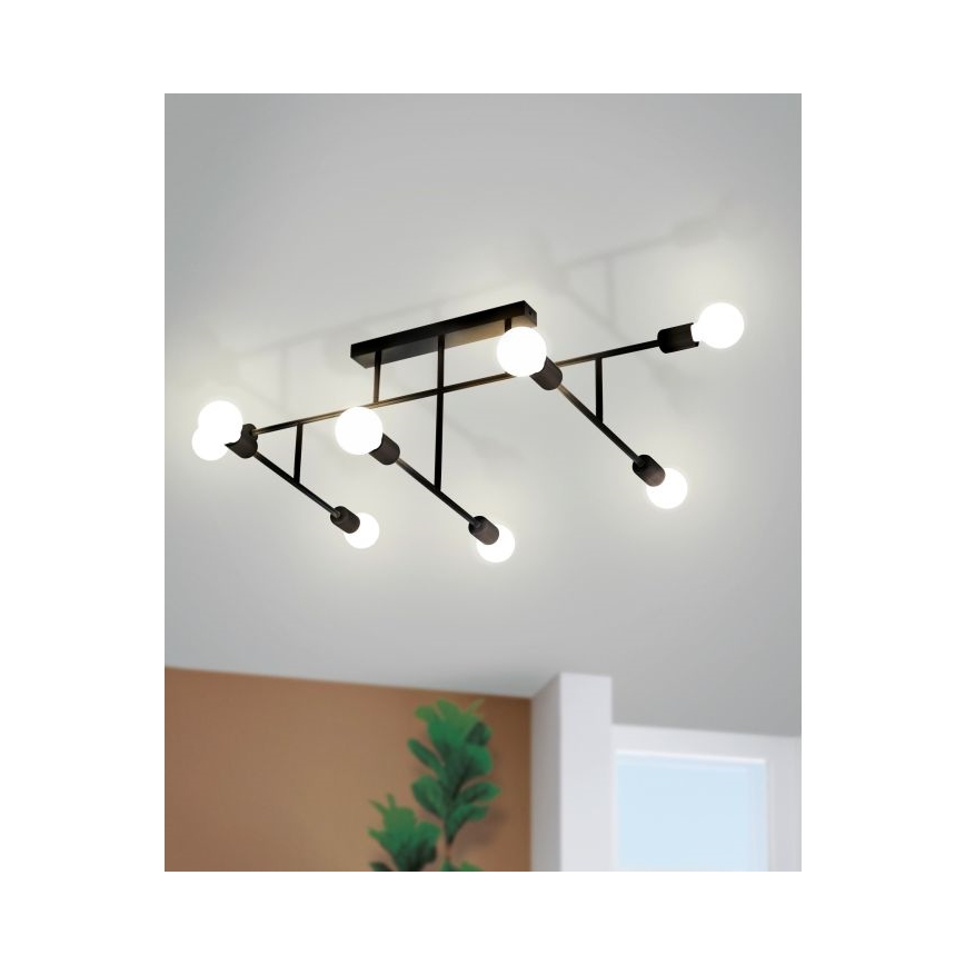 Eglo - Plafondlamp 8xE27/40W/230V zwart