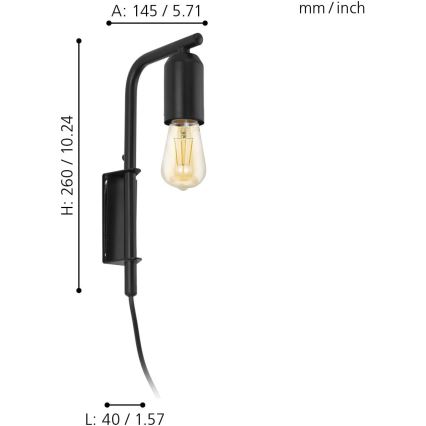 Eglo 98064 - Wandlamp ADRI 1xE27/60W/230V