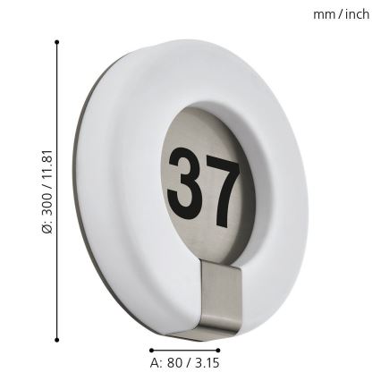 Eglo 98145 - LED Dimbaar Huisnummer MARCHESA-C LED/15W/230V IP44