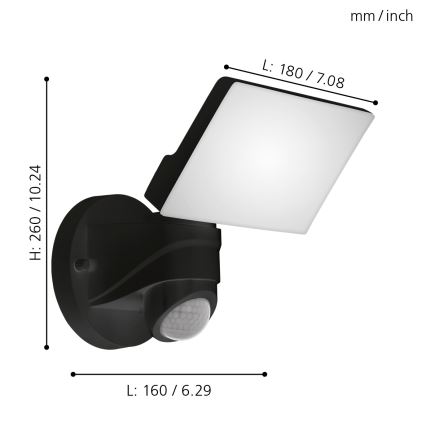 Eglo - LED Wandlamp voor buiten met sensor LED/15W/230V IP44