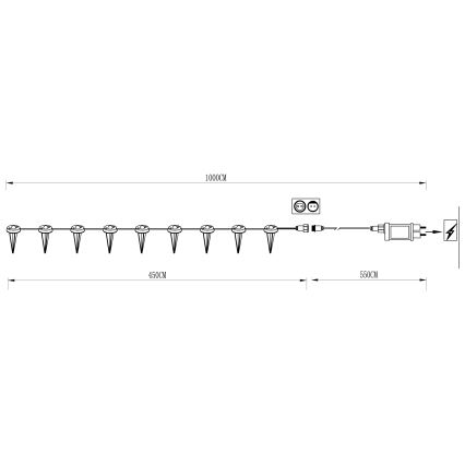 Eglo - Guirlande lumineuse décorative extérieure 9 LED, 10 m, IP65, blanc chaud