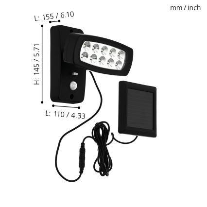 Eglo - Applique murale solaire LED avec détecteur LED/1,2V IP44