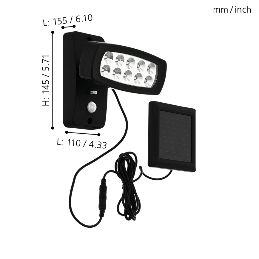 Eglo - LED zonne-wandlamp met sensor LED/1,2V 600 mAh IP44