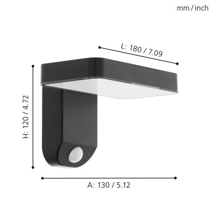Eglo - Applique murale solaire avec détecteur LED/4,5W/3,7V 2200 mAh IP44