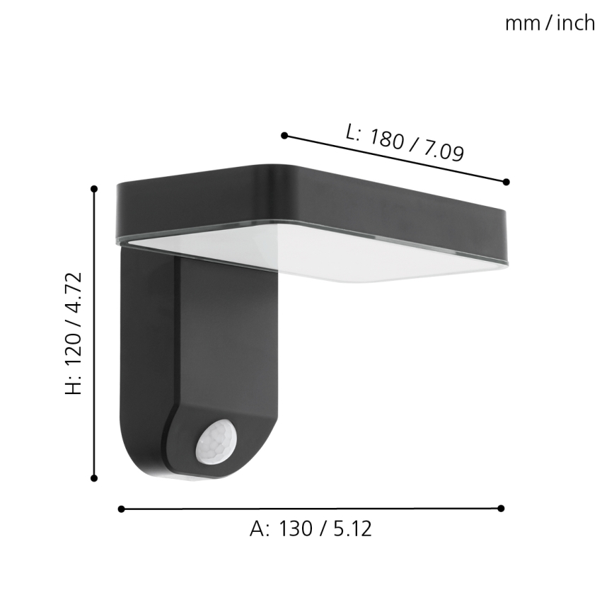 Eglo - Applique murale solaire avec détecteur LED/4,5W/3,7V 2200 mAh IP44