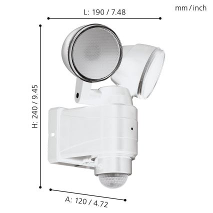 Eglo - Luminaire LED d'extérieur avec détecteur de mouvement, 2xLED/4W/4xLR14, IP44