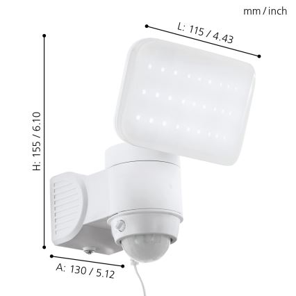 Eglo - Applique murale solaire avec détecteur LED/3,7V 1800 mAh IP44