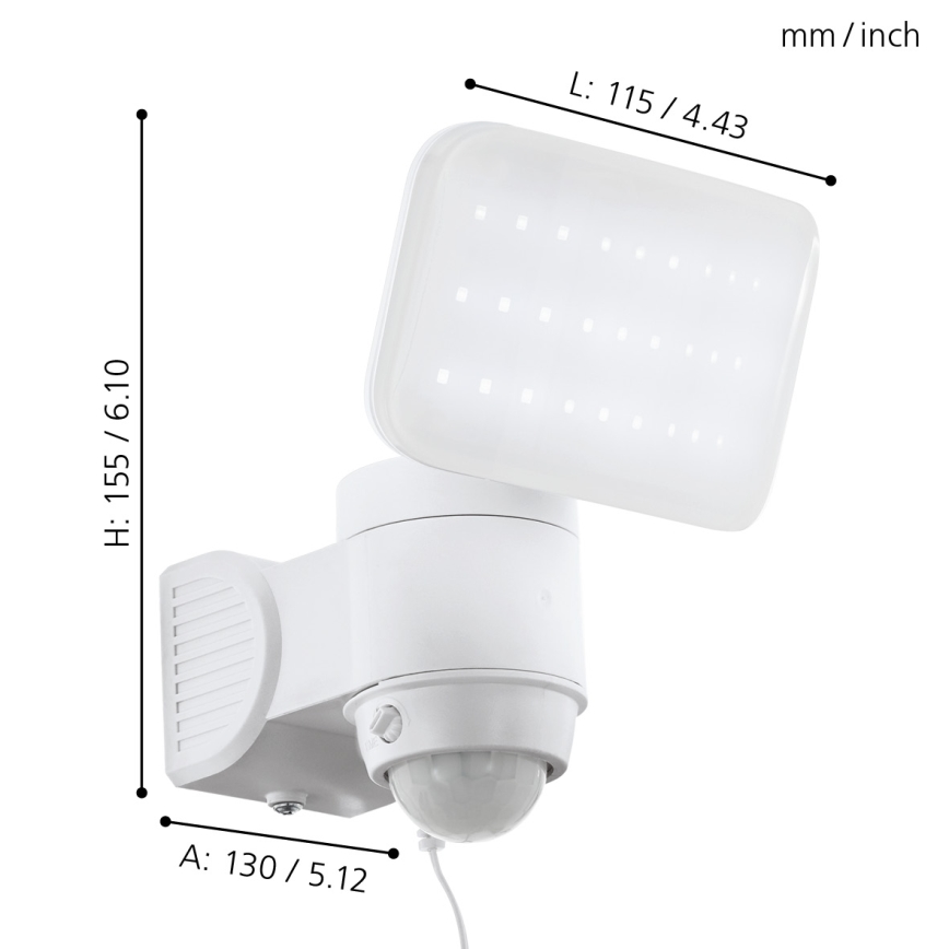 Eglo - Applique murale solaire avec détecteur LED/3,7V 1800 mAh IP44