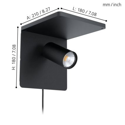Eglo - Applique murale LED avec recharge sans fil 1xGU10/5W/230V
