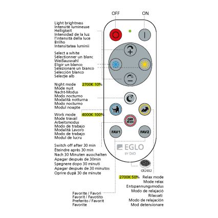 Eglo - LED Plafondlamp dimbaar LED/14W/230V + afstandsbediening