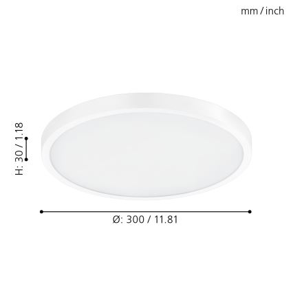 Eglo - Plafonnier LED dimmable 20 W, 230 V avec télécommande, Ø 30 cm