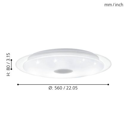 Eglo - LED Plafondlamp dimbaar LED/36W/230V + afstandsbediening