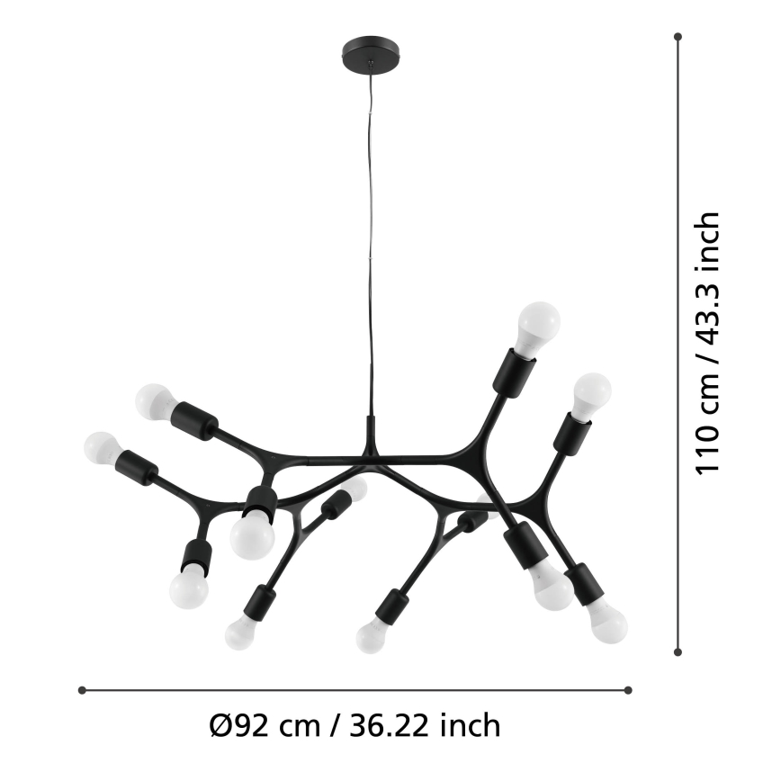 Eglo - Hanglamp aan koord 12xE27/60W/230V