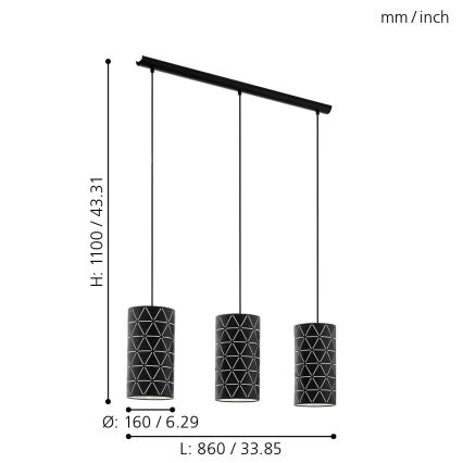 Eglo - Hanglamp aan koord 3xE27/40W/230V